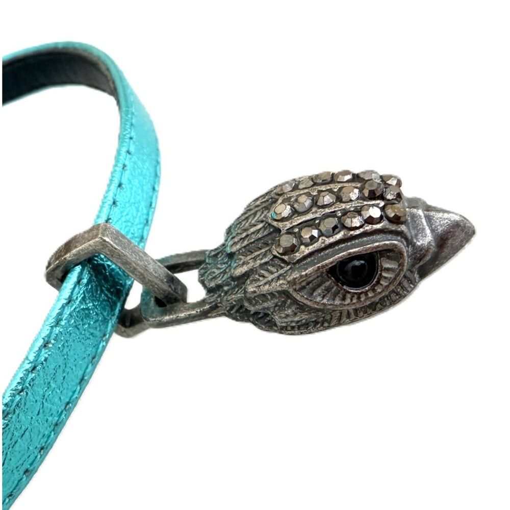 Kurt Geiger London Metallic Turquoise Leather Eagle Crystal Bracelet Authentic